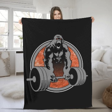 Discover Gorilla Lifting Weightlifting Fleece Blankets