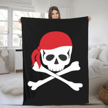 Discover White Skull & Crossbones Fleece Blankets