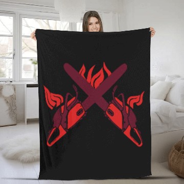 Discover chainsaw Fleece Blankets