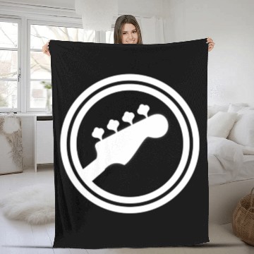 Discover Bass Guitar Logo Fleece Blankets