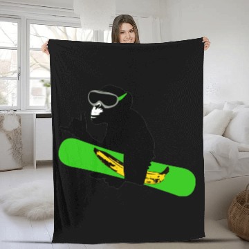 Discover snowboard monkey Fleece Blankets