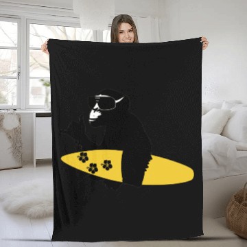 Discover surf monkey Fleece Blankets
