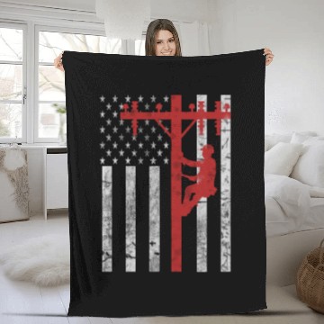 Discover american lineman Fleece Blankets