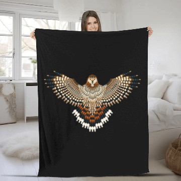 Discover Beaded Red-Tailed Hawk Fleece Blankets