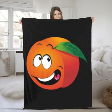 Discover Cartoon apricot fruit smiling Fleece Blankets