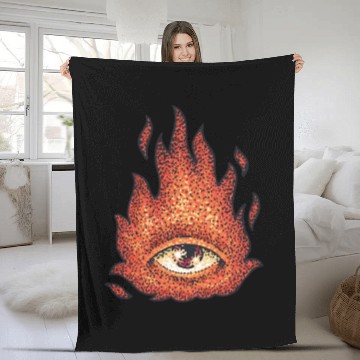Discover Eye in fire creative design Fleece Blankets