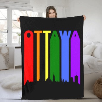 Discover Ottawa Canada Rainbow Skyline LGBT Gay Pride Fleece Blankets