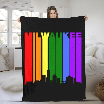 Discover Milwaukee Wisconsin Rainbow LGBT Gay Pride Fleece Blankets