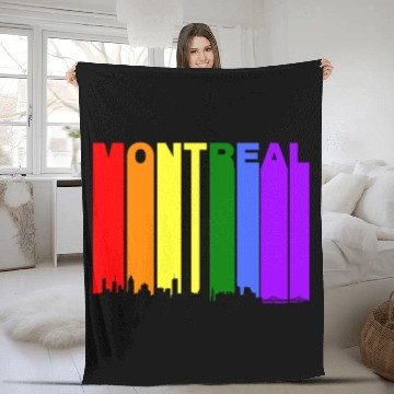 Discover Montreal Quebec Skyline Rainbow LGBT Gay Pride Fleece Blankets