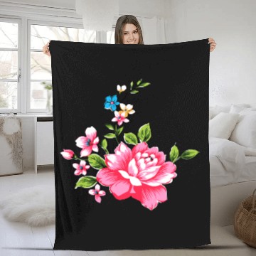 Discover Wedding Pink Peony bunch of flowers Fleece Blankets