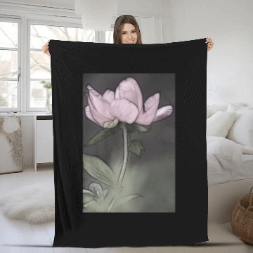 Discover Peony Flower Sketch Fleece Blankets