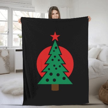 Discover christmas tree with circle Fleece Blankets