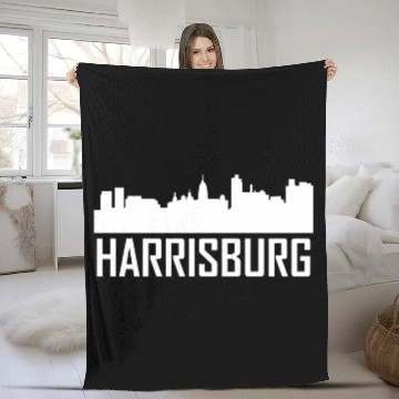 Discover Harrisburg Pennsylvania City Skyline Fleece Blankets