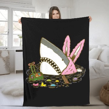 Discover The Easter Shark, Funny Easter,Cute Bunny In Shark Fleece Blankets
