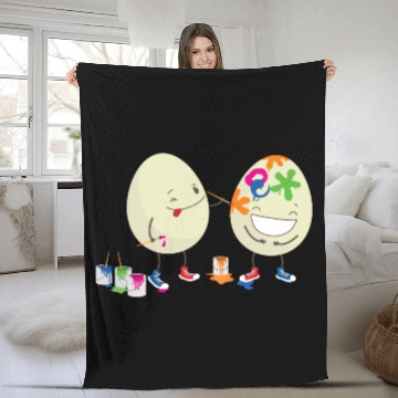 Discover Happy Easter eggs decorating each other Fleece Blankets
