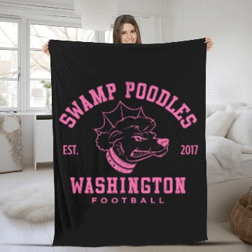 Discover Washington Swamp Poodles - Pink Stencil Fleece Blankets