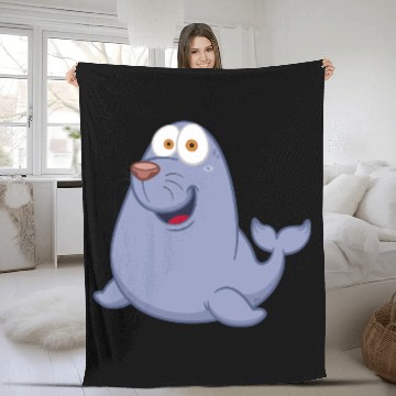 Discover fur seal animal wildlife smile Fleece Blankets