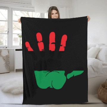 Discover Pan African Flag Hand Print Sign Afro- American Fleece Blankets