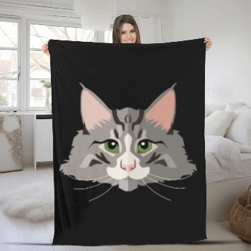Discover grey cat Fleece Blankets