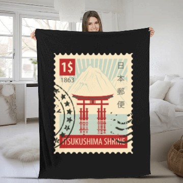 Discover japanese culture stamp Fleece Blankets