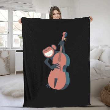 Discover ape playing cello Fleece Blankets