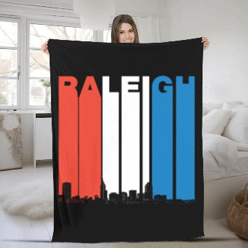Discover Red White And Blue Raleigh North Carolina Skyline Fleece Blankets