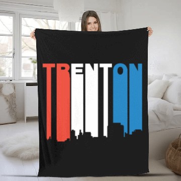 Discover Red White And Blue Trenton New Jersey Skyline Fleece Blankets
