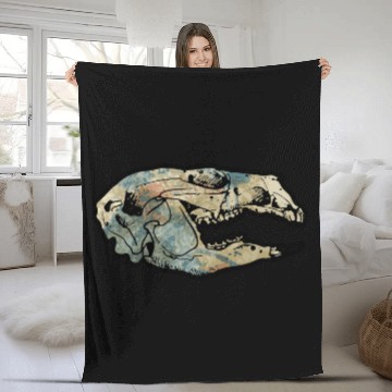 Discover donkey skull Fleece Blankets