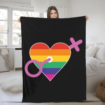 Discover Rainbow heart female Fleece Blankets