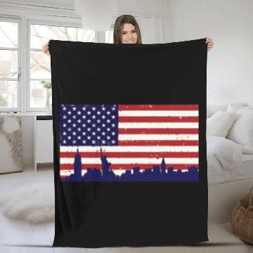 Discover US Flag Freedom liberty peace Fleece Blankets