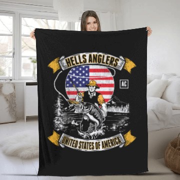 Discover HELLS ANGLERS USA fishermen angler used look Fleece Blankets