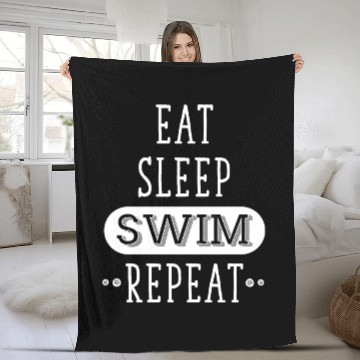 Discover Swimming - Eat, Sleep, Swim, Repeat - Swimming Fleece Blankets