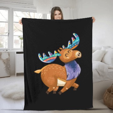 Discover moose Fleece Blankets