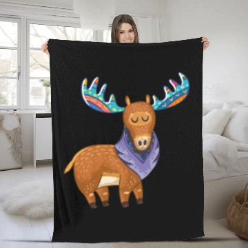 Discover moose Fleece Blankets