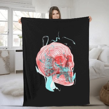 Discover red skull Fleece Blankets