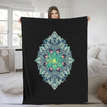 Discover Lotus of The Mandala Fleece Blankets