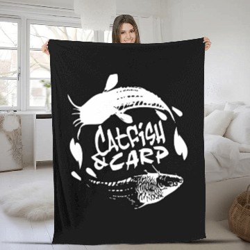 Discover Catfish & Carp B&W Logo Fleece Blankets