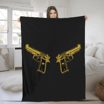 Discover Golden Gun - Pistol Weapon Fire Ammo Fleece Blankets