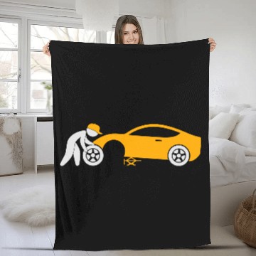 Discover A Mechanic Repairing A Car Fleece Blankets
