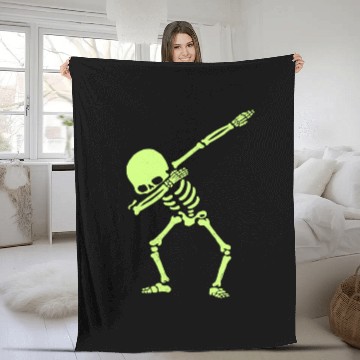Discover Dabbing Skeleton Dab Hip Hop Skull Dab Glow Effect Fleece Blankets