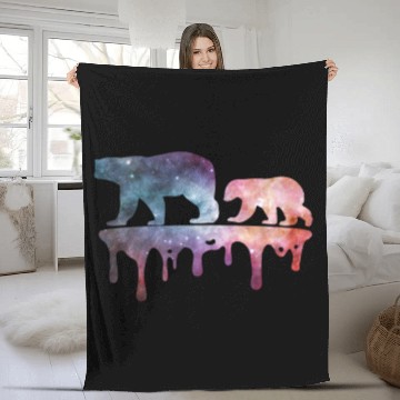 Discover Ice Bear in Space Fleece Blankets