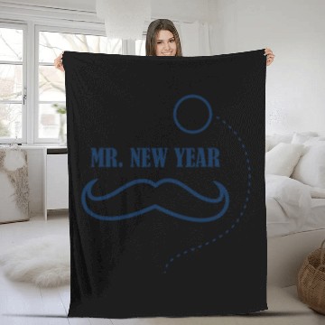 Discover The man mustache Mr NYE New Year New Year 2017 Fleece Blankets
