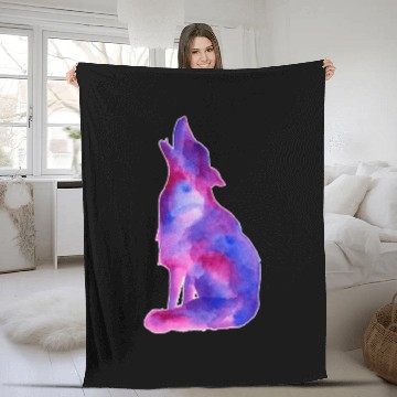 Discover Galaxy Wolf Fleece Blankets