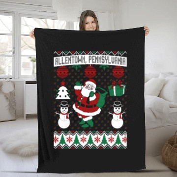 Discover Christmas Ugly Sweater Allentown Pennsylvania Fleece Blankets