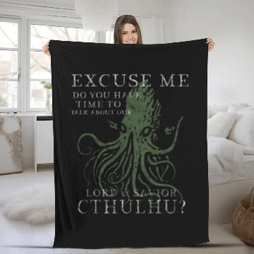 Discover Lord & Savior Cthulhu Funny Lovecraft Vintage Fleece Blankets