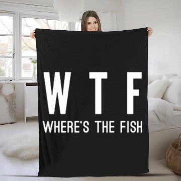 Discover WTF where's the fish Fleece Blankets