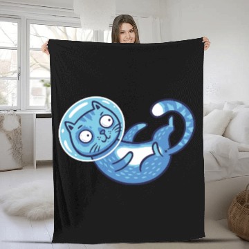 Discover Space cat Fleece Blankets