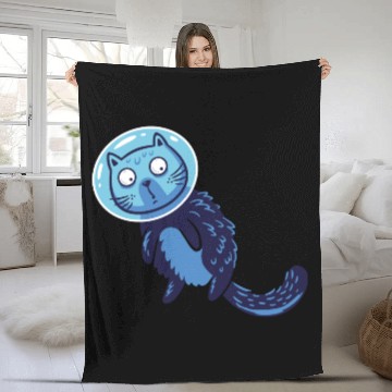 Discover Space cat Fleece Blankets