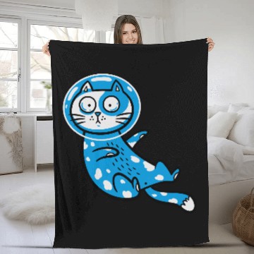 Discover Space cat Fleece Blankets