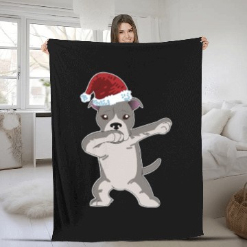 Discover Cute Pitbull Dabbing Christmas Fleece Blankets